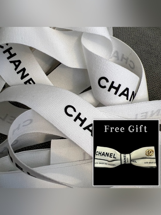 CHANEL Other - CHANEL White Ribbon with Black Logo 3 Yards